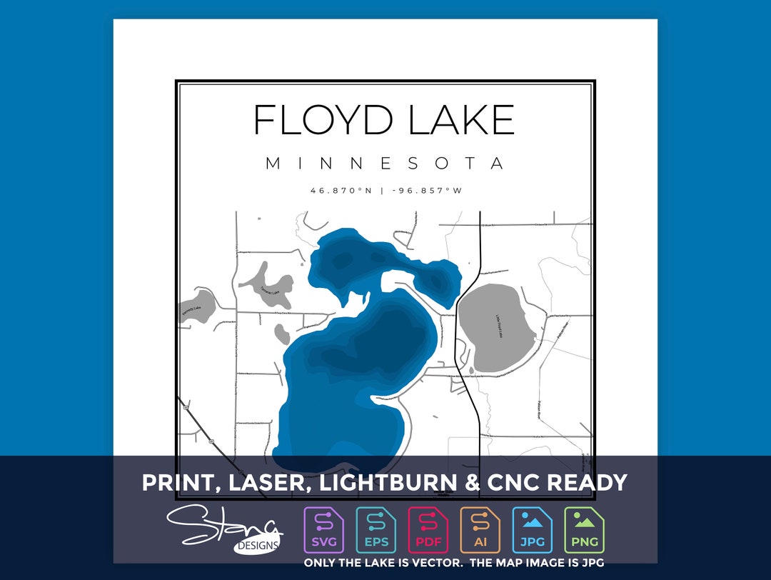 Floyd Lake MN Topographical Map Print Ready Wall Decor Multiple Layers