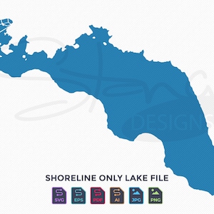 Mountain Meadows Stausee CA Shoreline Only Karte | Einlagig | svg pdf ai eps png jpg | Cricut Glowforge Laser