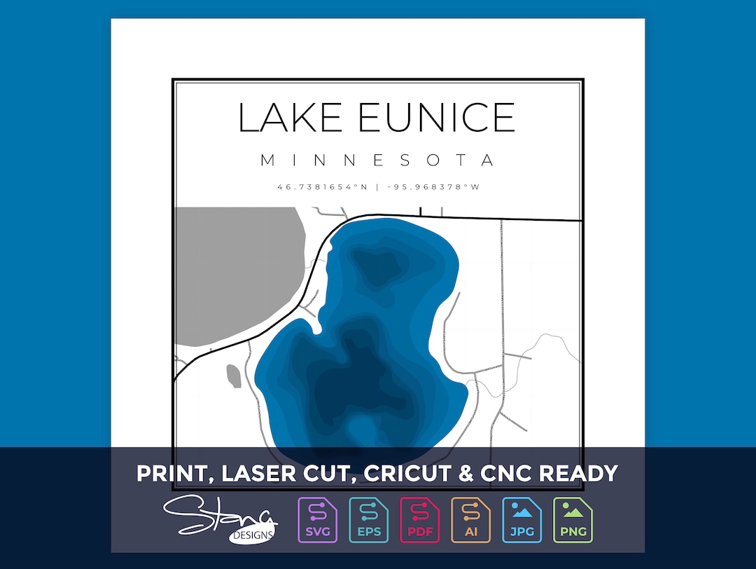 Lake Eunice MN Topographical Map Print Ready Wall Decor Etsy