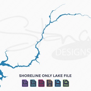 Dworshak Reservoir ID Shoreline Only Map | Single Layer | svg pdf ai eps png jpg | Cricut Glowforge Laser