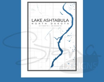 Lake Ashtabula ND 18x24 Topographical Map | Print Ready Wall Decor | Multiple Layers | svg pdf ai eps png jpg g-code