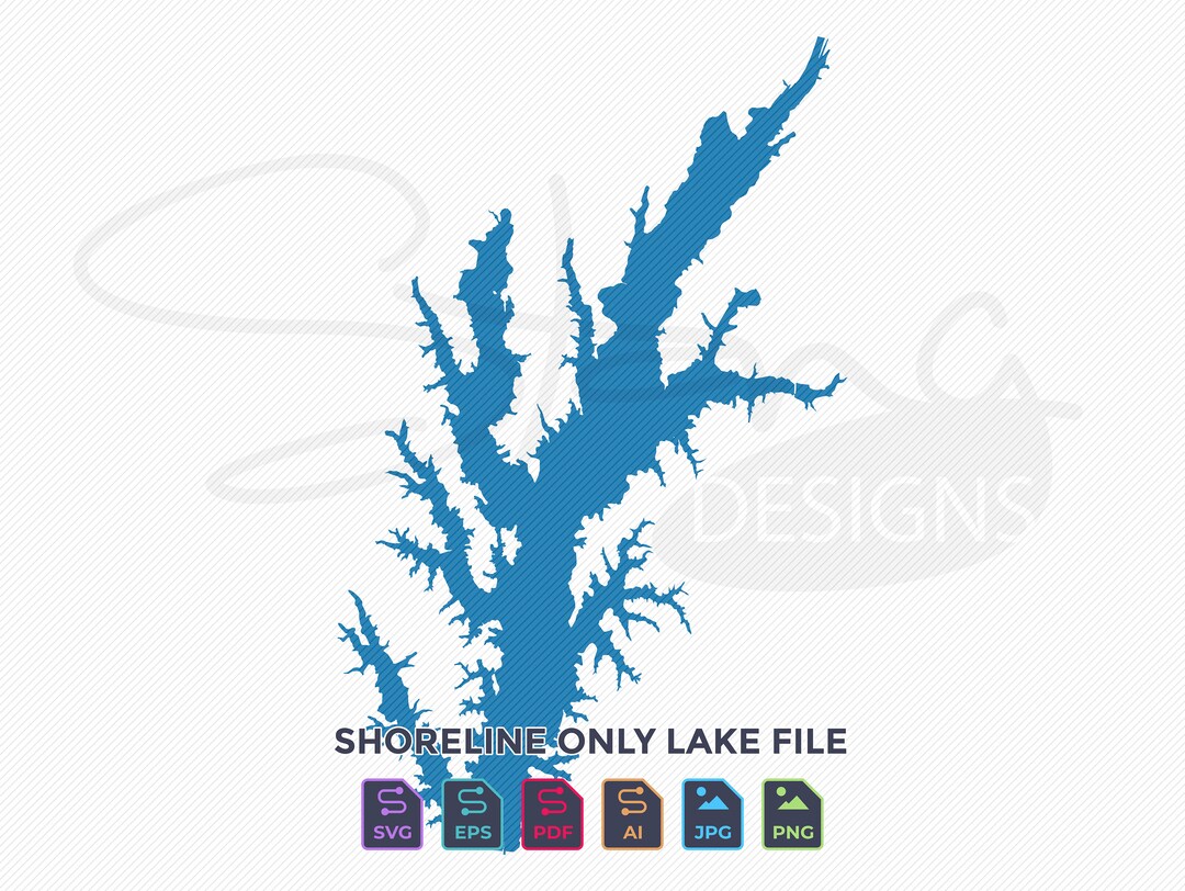 Bay Springs Lake MS Shoreline Only Map Single Layer Svg Pdf Ai Eps Png