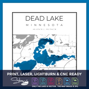 Dead Lake, MN Topografische kaart | Print Ready Wanddecoratie | Meerdere lagen | svg pdf ai eps png jpg g-code