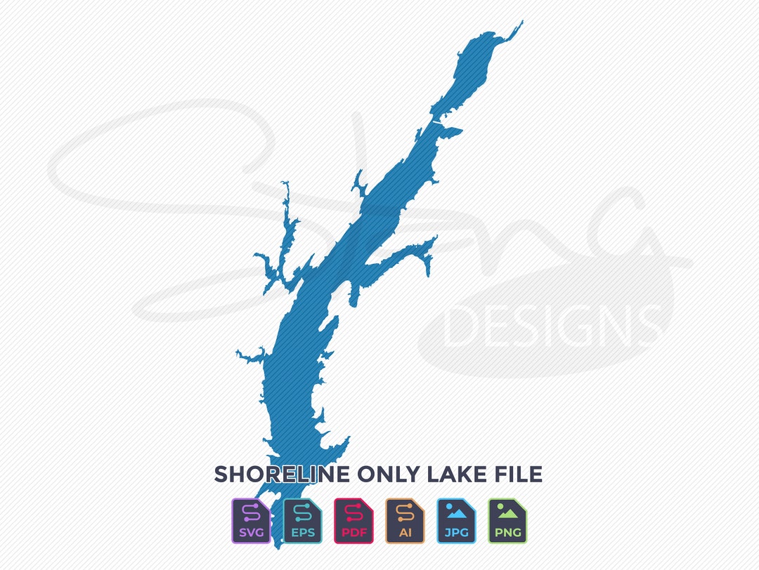 Atoka Reservoir OK Shoreline Only Map Single Layer Svg Pdf Ai Eps Png