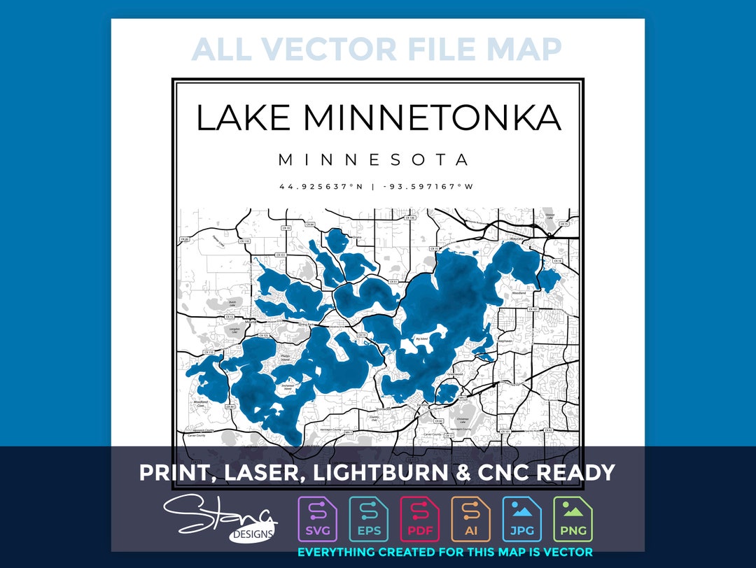 Lake MN Topographical Map Print Ready Wall Decor