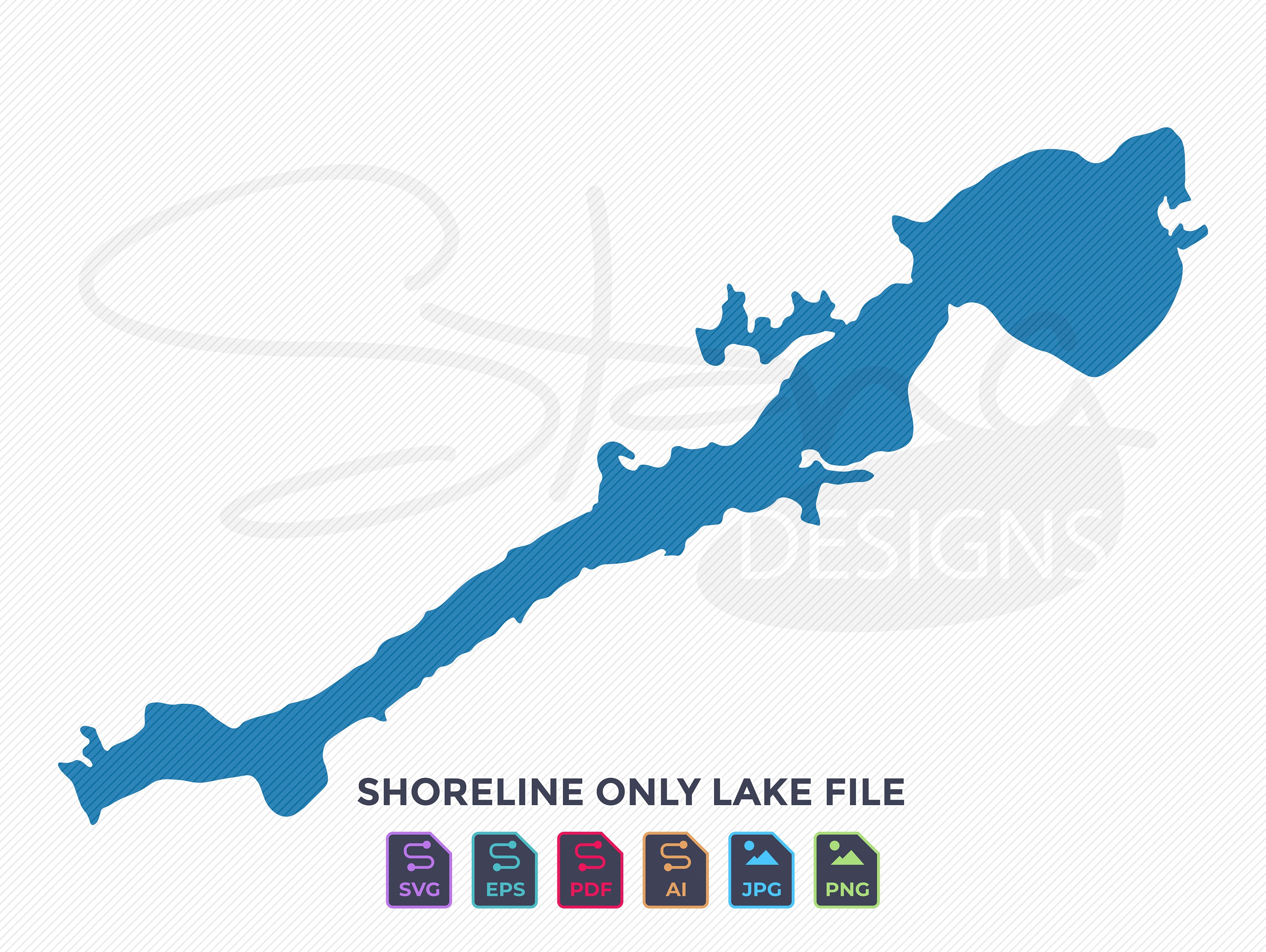 Maple Lake MN Shoreline Only Map Single Layer Svg Pdf Ai Etsy