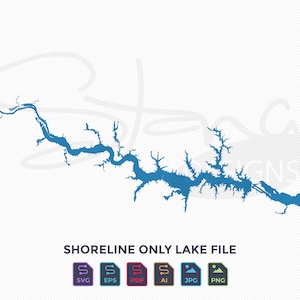Lake Gaston Roanoke Rapids Lake NC  Shoreline Only Map | Single Layer | svg pdf ai eps png jpg | Cricut Glowforge Laser