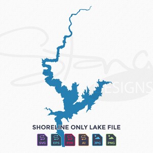 Bullards Bar Reservoir CA Shoreline Only Map | Single Layer | svg pdf ai eps png jpg | Cricut Glowforge Laser