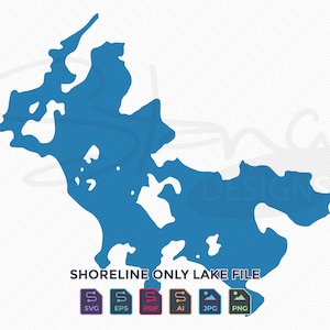 Kawishiwi Lake MN Shoreline Only Map | Single Layer | svg pdf ai eps png jpg | Cricut Glowforge Laser