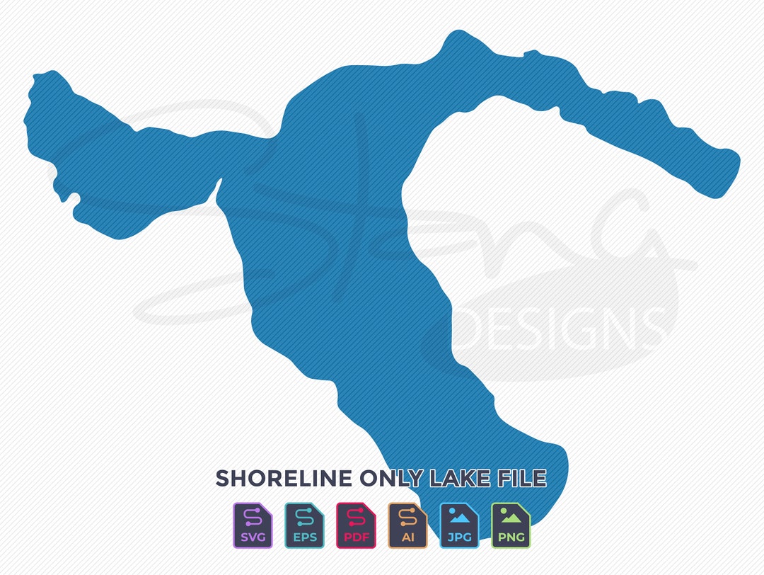 Potato Lake MN Shoreline Only Map Single Layer Svg Pdf Ai Etsy