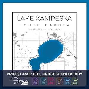 Lake Kameska SD Topographical Map | Print Ready Wall Decor | Multiple Layers | svg pdf ai eps png jpg | Glowforge Laser CNC
