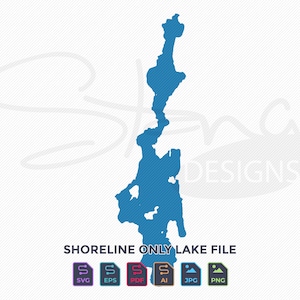 Priest Lake ID Shoreline Only Map | Single Layer | svg pdf ai eps png jpg | Cricut Glowforge Laser