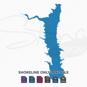 Indian Valley Reservoir CA alleen kustlijn kaart | Enkele laag | svg pdf ai eps png jpg | Cricut Glowforge-laser