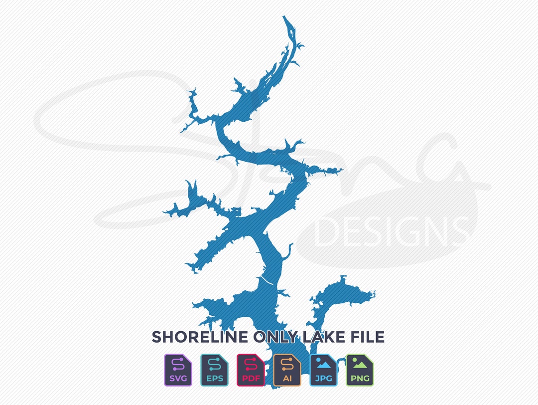 Fort Gibson Lake OK Shoreline Only Map Single Layer Svg Pdf Ai Eps Png