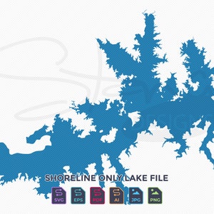 Carte du littoral du lac Kemp TX uniquement | Couche unique | svg pdf ai eps png jpg | Laser Cricut Glowforge
