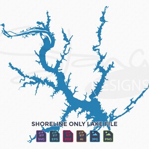 Carte du rivage de High Rock Lake NC seulement | Couche unique | svg pdf ai eps png jpg | Laser Cricut Glowforge