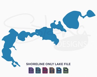 Union Sarah Lake MN Shoreline Only Map | Single Layer | svg pdf ai eps png jpg | Cricut Glowforge Laser