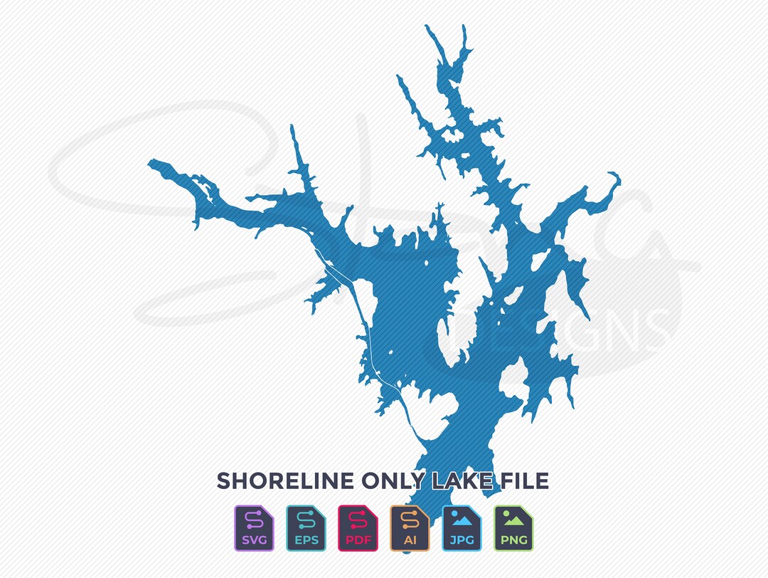 Badin Lake NC Shoreline Only Map Single Layer Svg Pdf Ai Eps Png Jpg