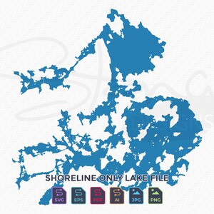 Nordlichtsee Kanada Shoreline Only Karte | Einlagig | svg pdf ai eps png jpg | Cricut Glowforge Laser