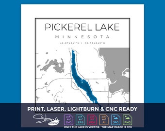 Pickerel Lake Becker Co MN Topographical Map | Print Ready Wall Decor | Multiple Layers | svg pdf ai eps png jpg