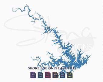 Smith Mountain Lake VA Shoreline Only Map | Single Layer | svg pdf ai eps png jpg | Cricut Glowforge Laser
