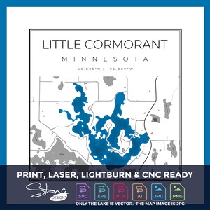 Little Cormorant MN Topographical Map | Print Ready Wall Decor | Multiple Layers | svg pdf ai eps png jpg