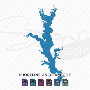 Lake Palestine TX Shoreline Only Map | Single Layer | svg pdf ai eps png jpg | Cricut Glowforge Laser