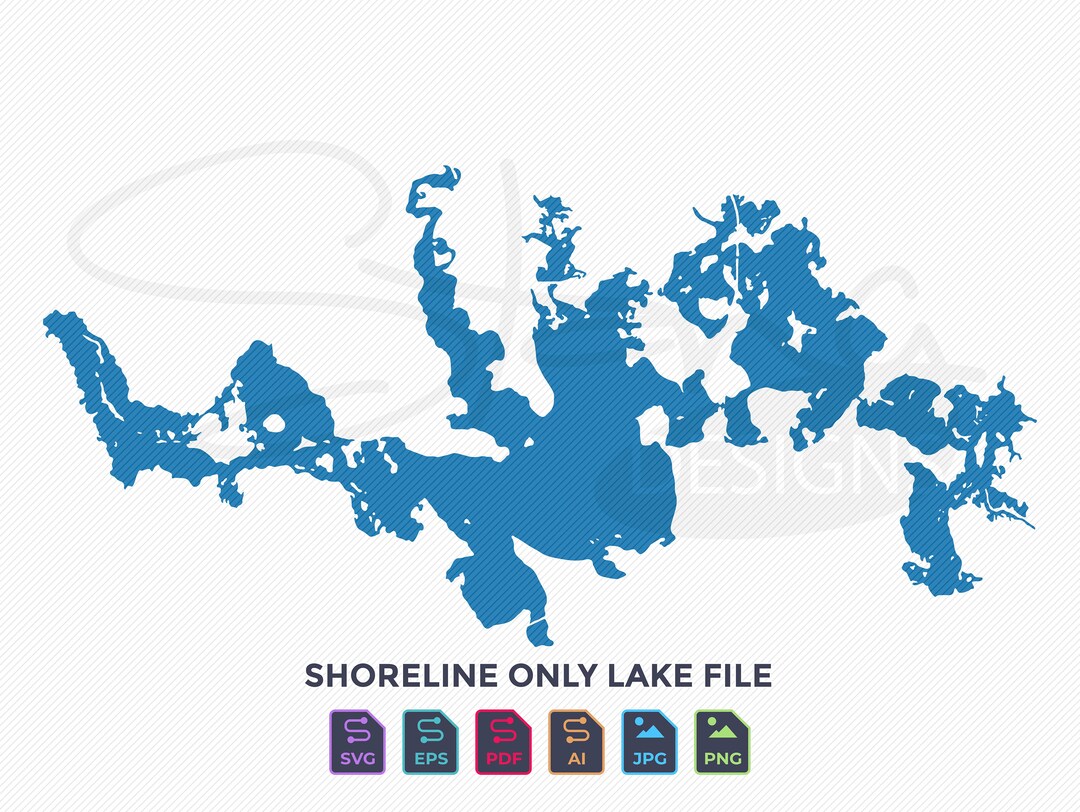 Lake Nokomis WI Shoreline Only Map Single Layer Svg Pdf Ai Etsy