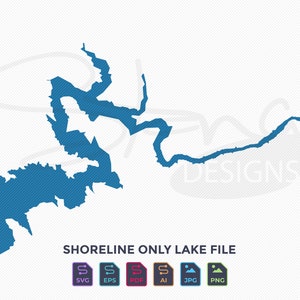 Pine Flat Lake CA kustlijn alleen kaart | Enkele laag | svg pdf ai eps png jpg | Cricut Glowforge-laser