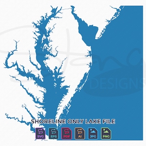 Chesahead Bay Nur Küstenlinie Karte | Einlagig | svg pdf ai eps png jpg | Cricut Glowforge Laser