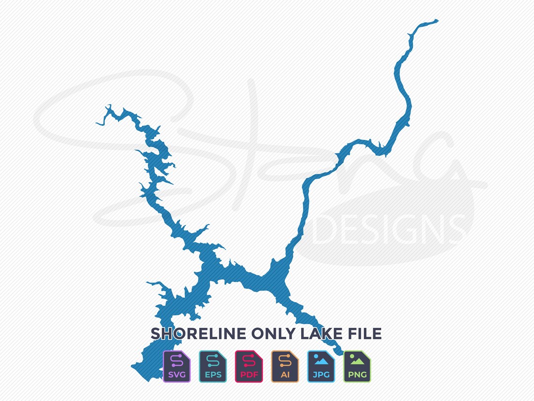 Tulloch Reservoir CA Shoreline Only Map Single Layer Svg Pdf Ai Eps Png