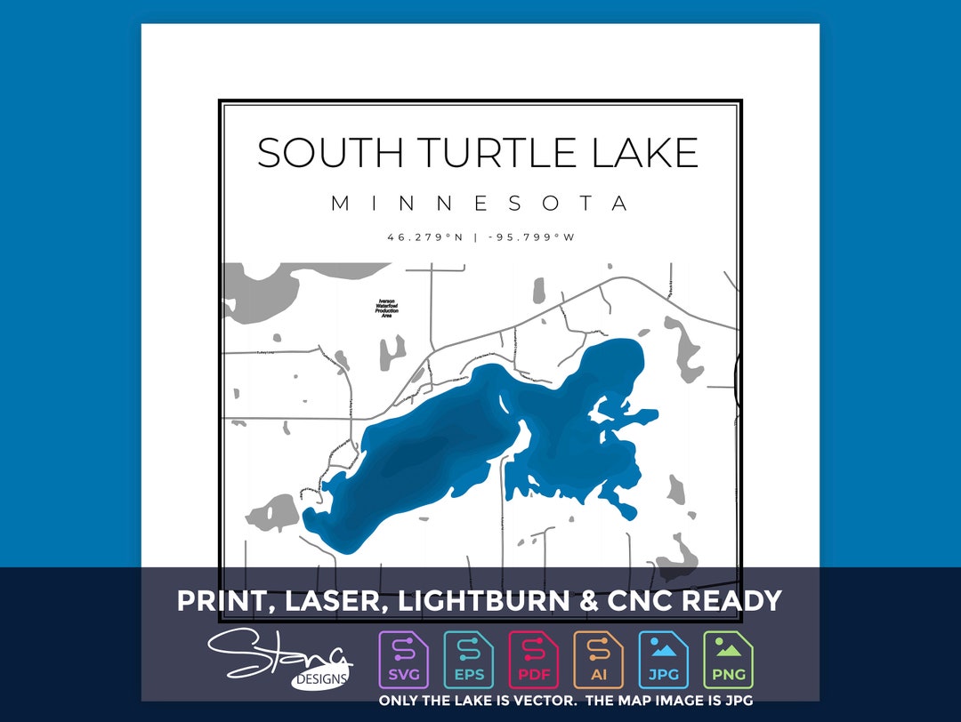 South Turtle Lake MN Topographical Map Print Ready Wall Decor Multiple