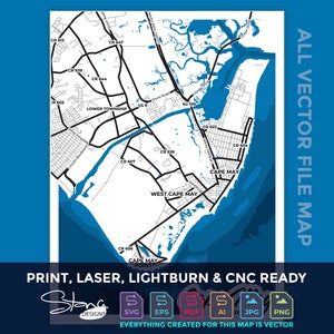 Cape May NJ 15x20 Topographical Map | Print Ready Wall Decor | Multiple Layers | svg pdf ai eps jpg g-code