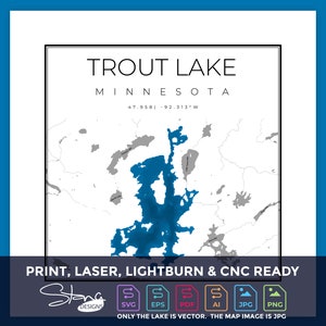 Trout Lake MN Topographical Map | Print Ready Wall Decor | Multiple Layers | svg pdf ai eps png jpg