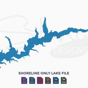 Lake Talquin FL Shoreline Only Map | Single Layer | svg pdf ai eps png jpg | Cricut Glowforge Laser