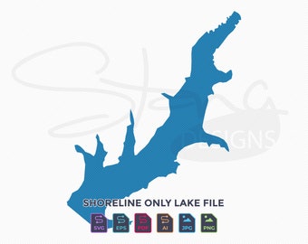 Marion County Lake KS Shoreline Only Map | Single Layer | svg pdf ai eps png jpg | Cricut Glowforge Laser