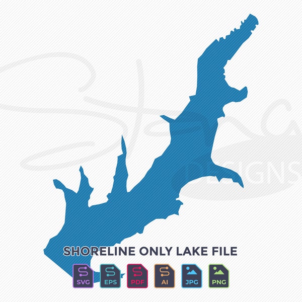 Marion County Lake KS Shoreline Only Map | Single Layer | svg pdf ai eps png jpg | Cricut Glowforge Laser