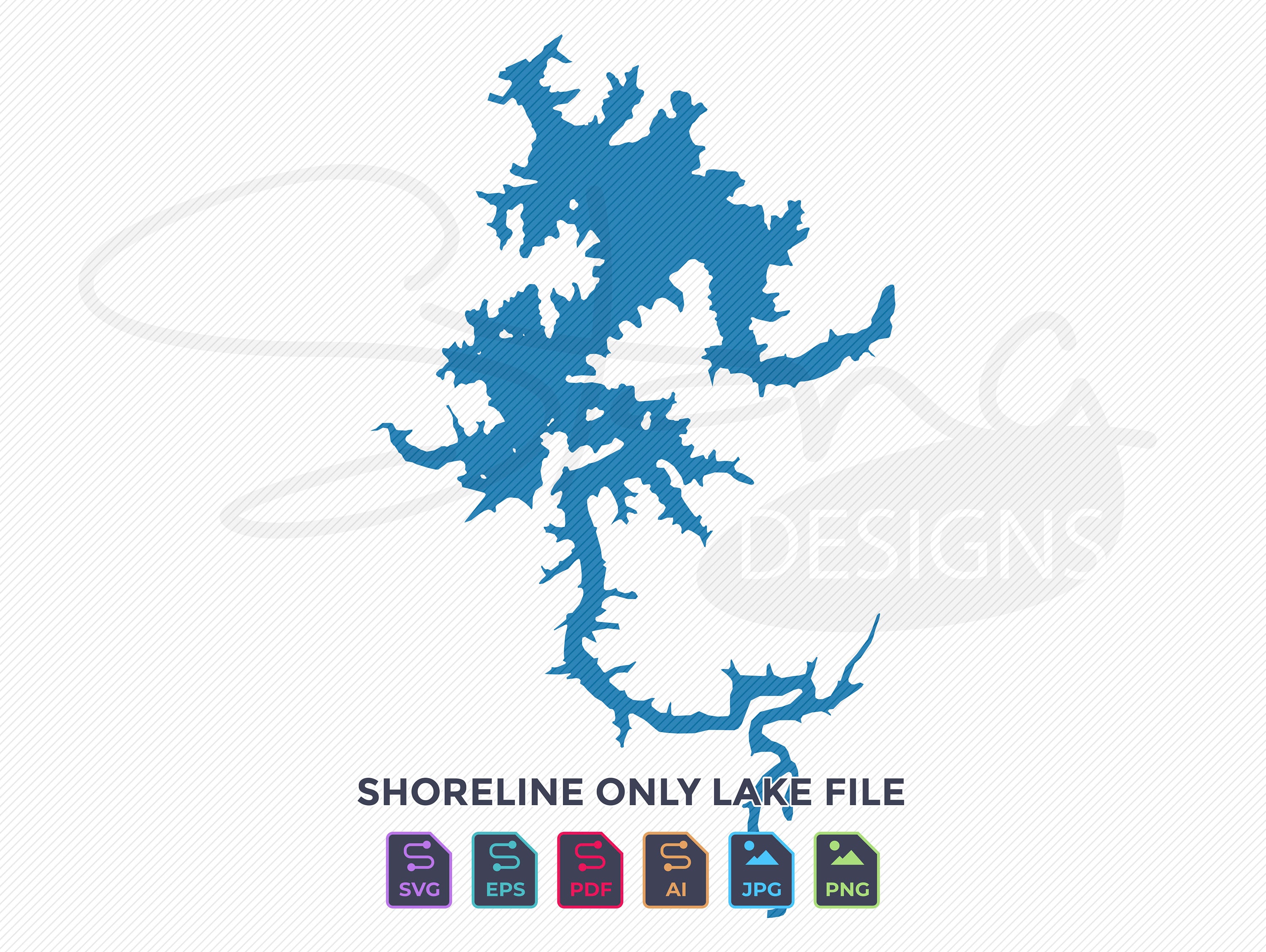 Lake Blue Ridge GA Shoreline Only Map | Single Layer | Svg Pdf Ai Eps ...