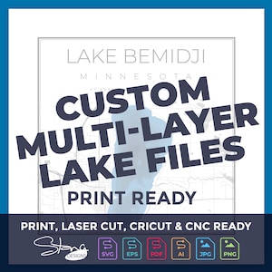 CUSTOM MADE Topographische Bathymetrische Seekarte mit mehreren Schichten und Küstenlinie | svg pdf ai eps png jpg g-code | Cricut Laser CNC