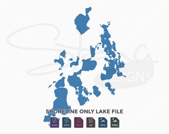 Green, Chisago, Lindstrom, Center, School, Wallmark, Sunrise MN Lakes Shoreline Only Map | Single Layer | svg pdf ai eps png jpg