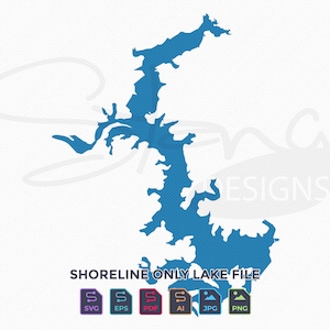 Lake Wappapello MO Shoreline Only Map | Single Layer | svg pdf ai eps png jpg | Cricut Glowforge Laser
