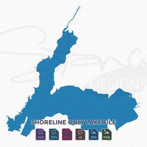 Lake Isabella CA Shoreline Only Map | Single Layer | svg pdf ai eps png jpg | Cricut Glowforge Laser