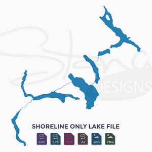 Saint Froid, Eagle, Square, Cross, Mud Lake ME Shoreline Only Map / Single Layer / svg pdf ai eps png jpg / Cricut Glowforge Laser