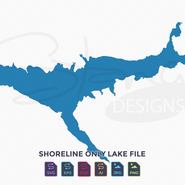 Spada Lake WA Shoreline Only Map | Single Layer | svg pdf ai eps png jpg | Cricut Glowforge Laser