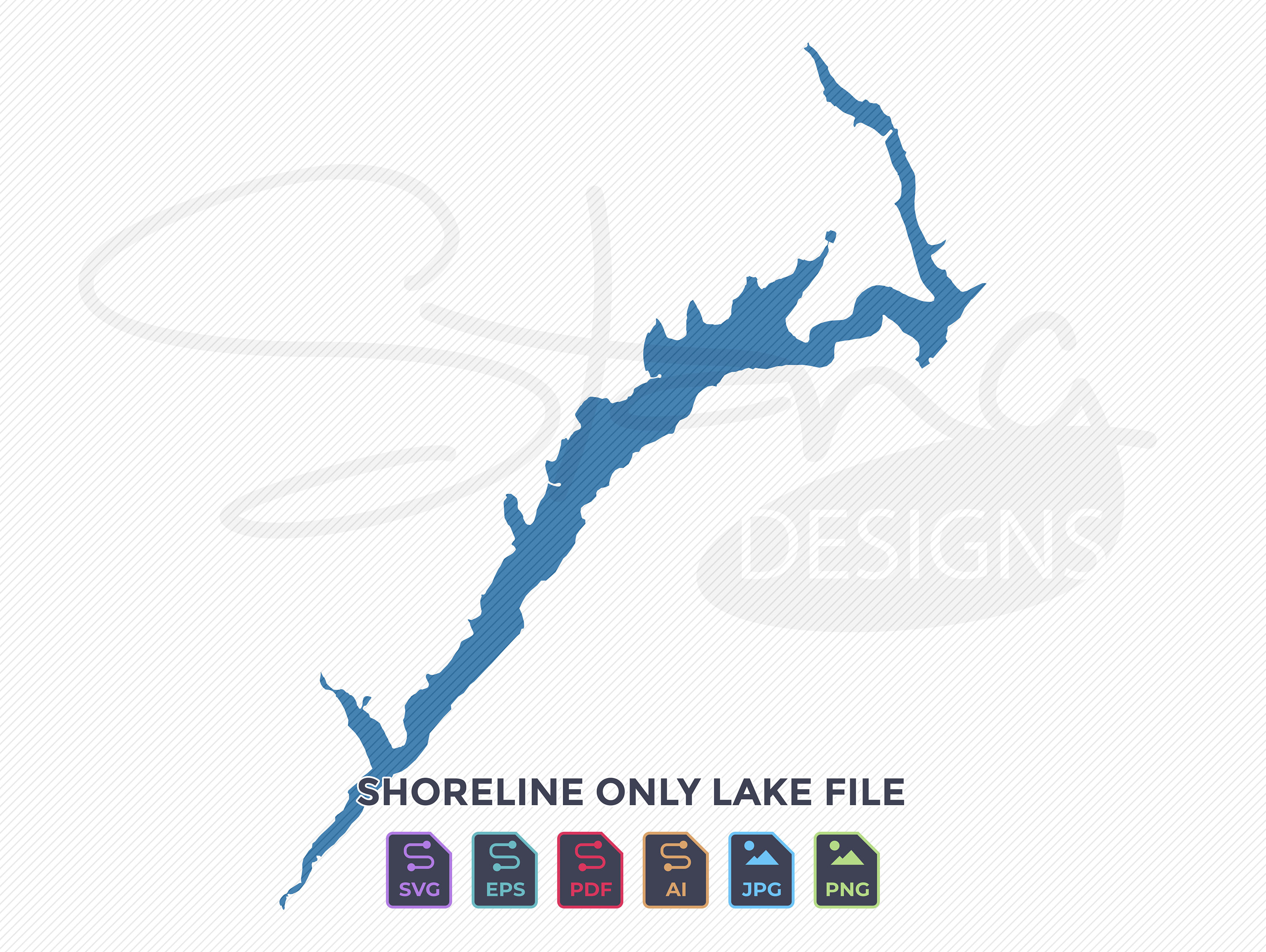Lake Nockamixon PA Shoreline Only Map Single Layer Svg Pdf Ai Eps Png