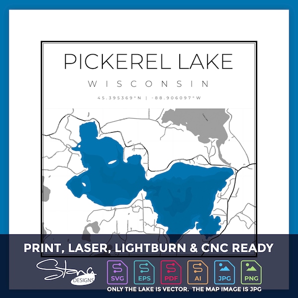 Pickerel Lake Map Etsy