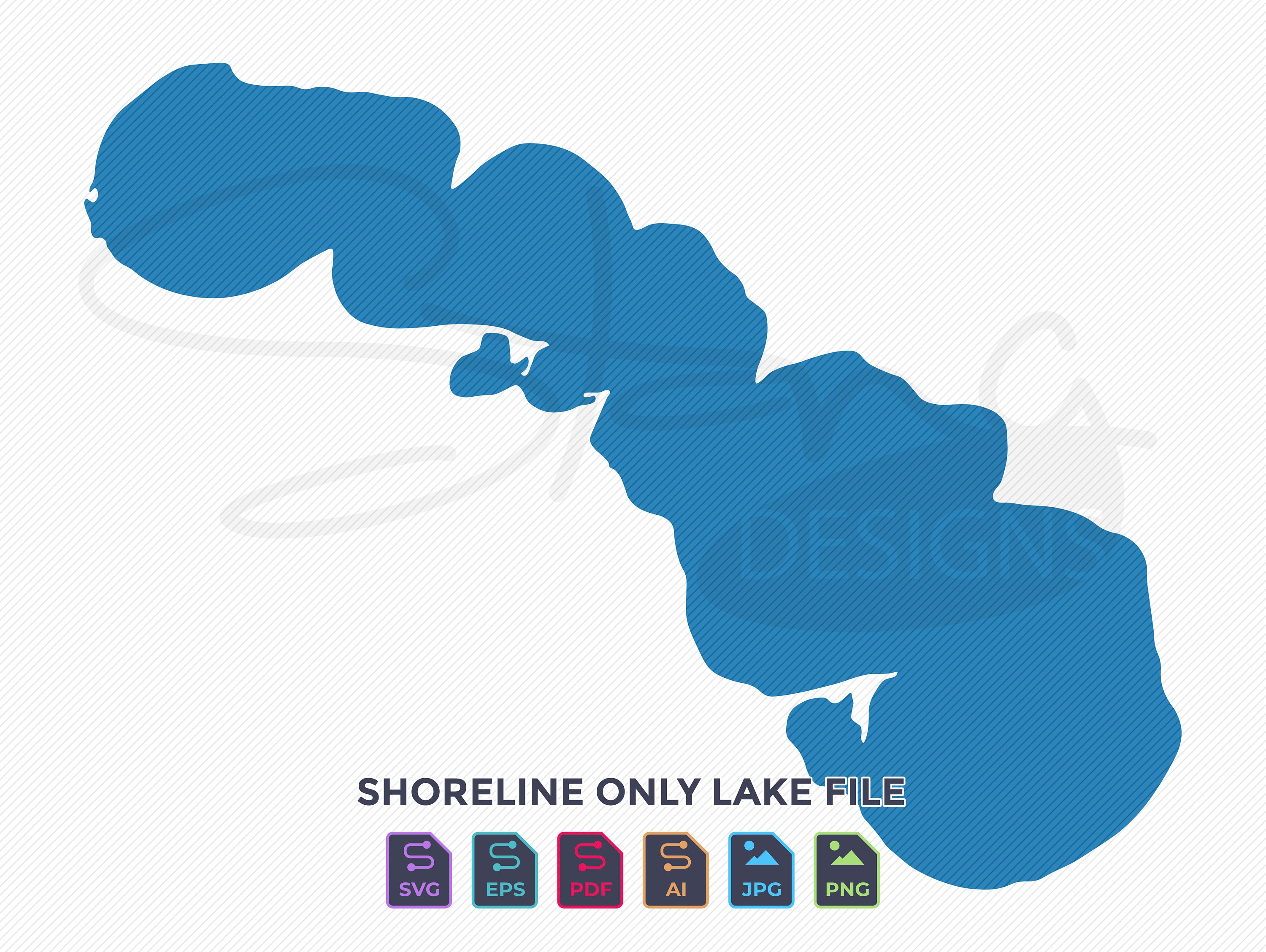 Pelican Lake Ashby MN Shoreline Only Map Single Layer Svg Etsy