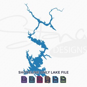 Don Pedro Reservoir CA Shoreline Only Map | Single Layer | svg pdf ai eps png jpg | Cricut Glowforge Laser