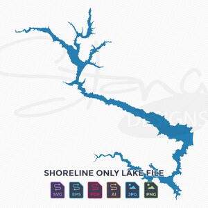 Lake Sonoma CA Shoreline Only Map | Single Layer | svg pdf ai eps png jpg | Cricut Glowforge Laser