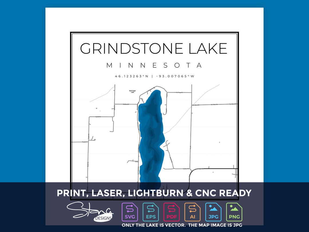 Grindstone Lake MN Topographical Map Print Ready Wall Decor Multiple